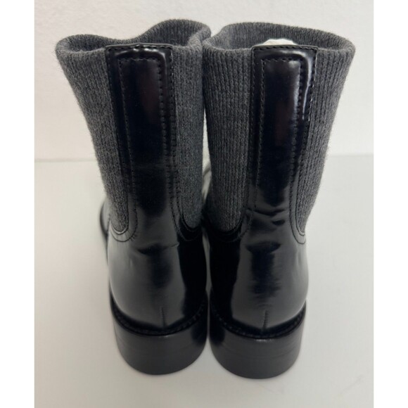 J.Crew Sz 7.5 Spazzo Rib Cuff Boot In Patent Italian Leather Black Round Toe NWB - Picture 5 of 13